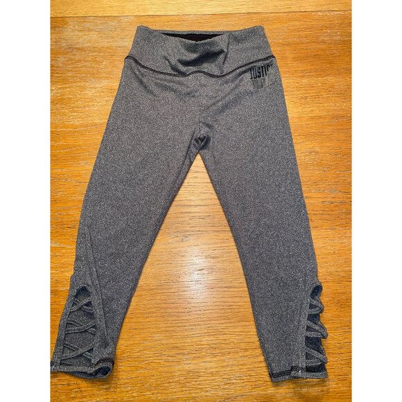 Justice Girls Heather Gray Capri Leggings With Lattice Hem Design - Size… - Picture 1 of 3